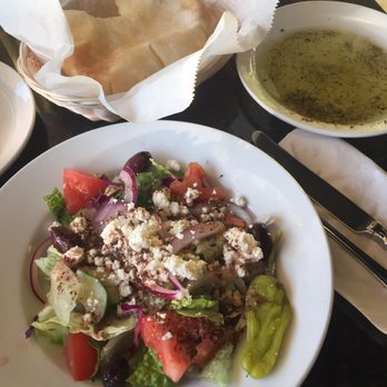 Zeta's Grill - Fresh pita and olive oil (complimentary) Greek salad the last came with Gyro Platter - Mediterranean Near Me - Avondale, Arizona Zeta's Grill - Fresh pita and olive oil (complimentary) Greek salad the last came with Gyro Platter - Mediterranean Near Me - Avondale, Arizona