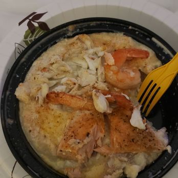 Rhythm and Brunch - Party Grits: Lumps of crab meat, shrimp and salmon. - New American Near Me - Philadelphia, Pennsylvania Rhythm and Brunch - Party Grits: Lumps of crab meat, shrimp and salmon. - New American Near Me - Philadelphia, Pennsylvania