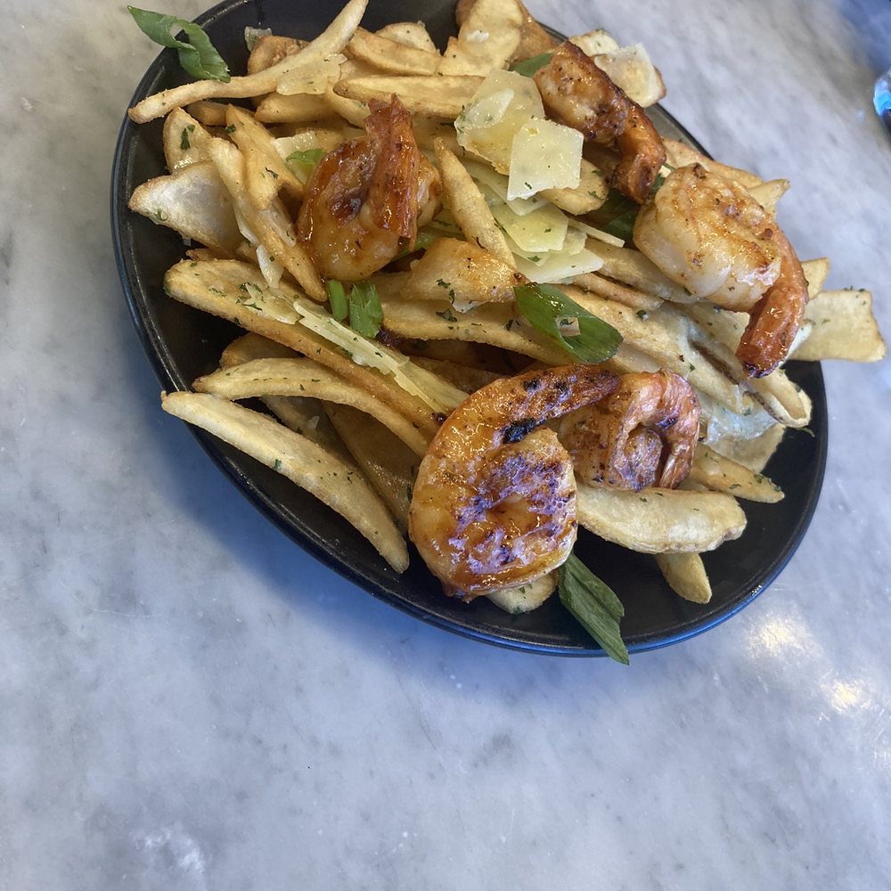 The Friend's Table - Truffle fries with shrimp - New American Near Me - Fayetteville, North Carolina The Friend's Table - Truffle fries with shrimp - New American Near Me - Fayetteville, North Carolina