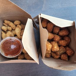 popcorn shrimp ($6.50) + tater tots ($4) popcorn shrimp ($6.50) + tater tots ($4)