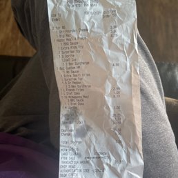 the receipt for the restaurant the receipt for the restaurant