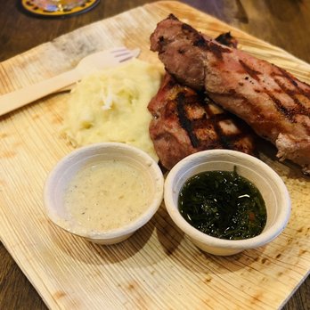 Magic 13 Brewing - Grilled pork chops & mashed potatoes from the Meat n Bone Kitchen food truck - Breweries Near Me - Miami, Florida