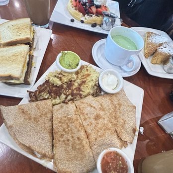 The Nook - El Cabo Quesadilla + Gluten-Free Waffle +Sunrise Sandwich with Sausage - Breakfast & Brunch Near Me - Los Angeles, California The Nook - El Cabo Quesadilla + Gluten-Free Waffle +Sunrise Sandwich with Sausage - Breakfast & Brunch Near Me - Los Angeles, California