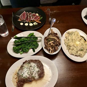 Del Frisco's Double Eagle Steakhouse - 16oz Ribeye  with Truffle Butter, Ahi Sesame Tuna, Roasted Broccolini, Chateau Potato, Wild Roasted Mushrooms. - Steakhouses Near Me - Washington, DC, District of Columbia