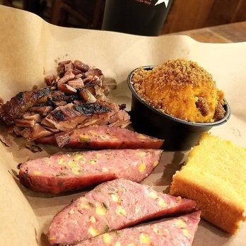 Mission BBQ - Brisket and Jalapeno-Cheese Sausage with Sweet Potato Mash - Barbeque Near Me - Wilmington, North Carolina Mission BBQ - Brisket and Jalapeno-Cheese Sausage with Sweet Potato Mash - Barbeque Near Me - Wilmington, North Carolina