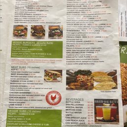 the menu for the restaurant