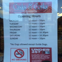 Casks & Corks - Hours