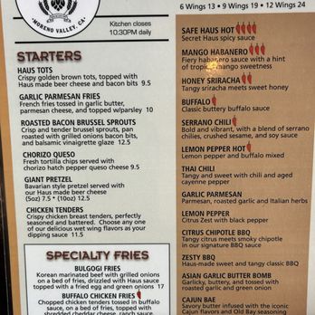Safe Haus Craft Beer & Kitchen - Menu front side - Gastropubs Near Me - Moreno Valley, California Safe Haus Craft Beer & Kitchen - Menu front side - Gastropubs Near Me - Moreno Valley, California