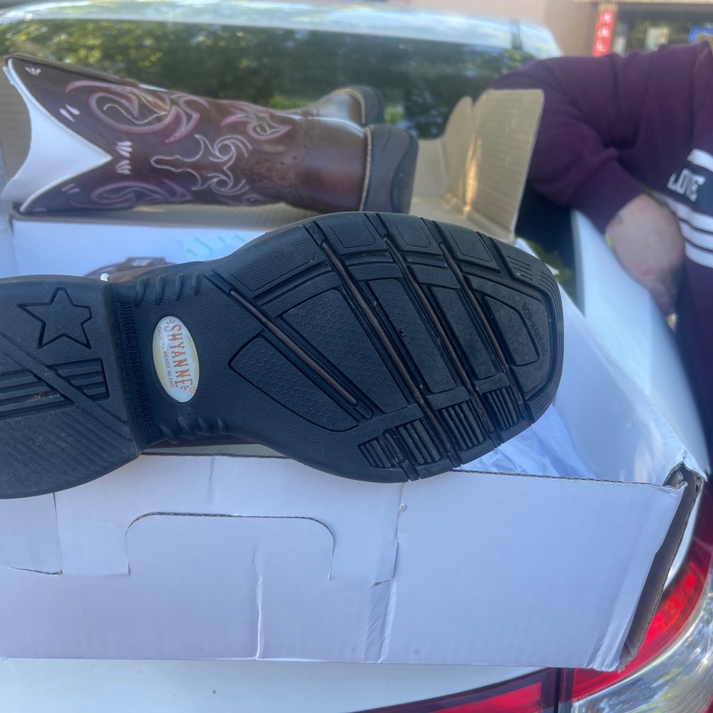 Boot Barn - A boot they wouldn't take back because it was worn outside for 2 minutes (see the dust) - Shoe Stores Near Me - Medford, Oregon Boot Barn - A boot they wouldn't take back because it was worn outside for 2 minutes (see the dust) - Shoe Stores Near Me - Medford, Oregon