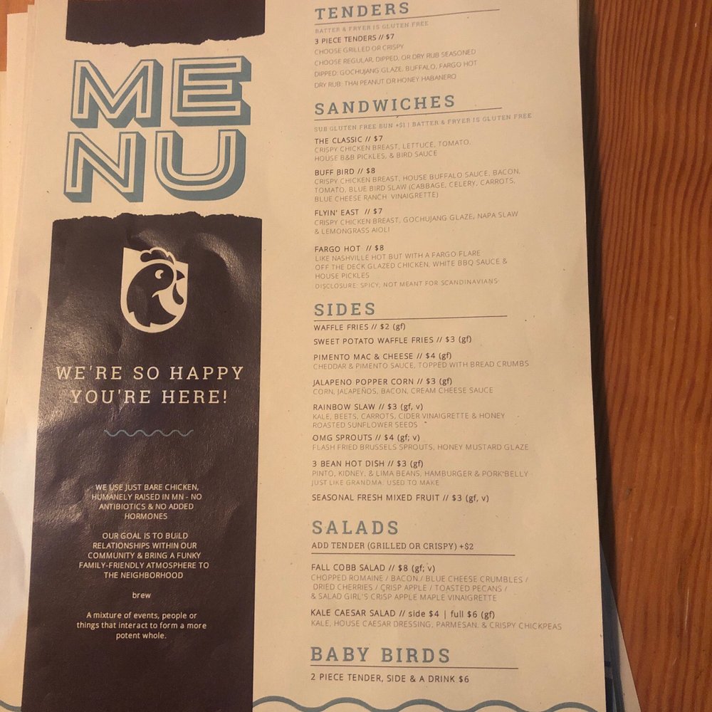 Brew Bird - Menu - New American Near Me - Fargo, North Dakota Brew Bird - Menu - New American Near Me - Fargo, North Dakota