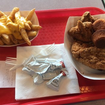 Cluck-U Chicken - 4pc fried chicken + medium cheesy spuds ($10.45) - Chicken Wings Near Me - Morristown, New Jersey