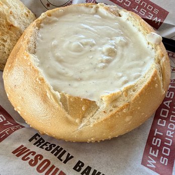 West Coast Sourdough - Clam Chowder - Daily - Salad Near Me - Ontario, California West Coast Sourdough - Clam Chowder - Daily - Salad Near Me - Ontario, California
