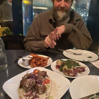 Harvey's - Falafel special, harissa carrots & smashed potatoes - Coffee & Tea Near Me - Turners Falls, Massachusetts