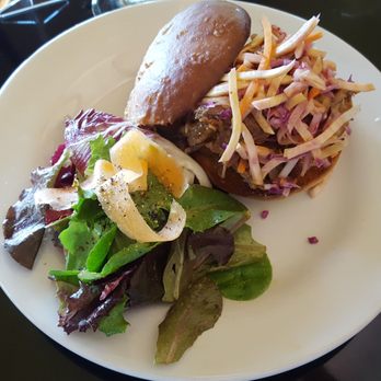 Riverview Terrace Cafe - Pulled pork sandwich - New American Near Me - Spring Green, Wisconsin Riverview Terrace Cafe - Pulled pork sandwich - New American Near Me - Spring Green, Wisconsin