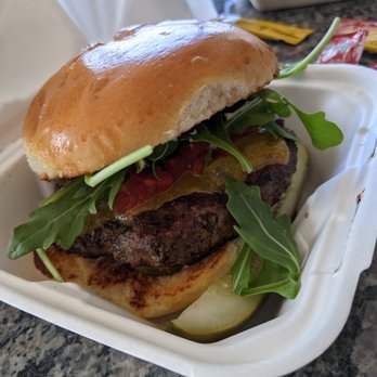 matchbox - Takeout order of the Bistro Burger, which came packaged with a pickle. - Pizza Near Me - Arlington, Virginia matchbox - Takeout order of the Bistro Burger, which came packaged with a pickle. - Pizza Near Me - Arlington, Virginia