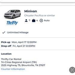 Thrifty Car Rental - Copy of the reservation confirmation