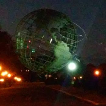 Queens Theatre - View of the Unisphere @ night from the side exit of the theater. - Performing Arts Near Me - Corona, New York Queens Theatre - View of the Unisphere @ night from the side exit of the theater. - Performing Arts Near Me - Corona, New York
