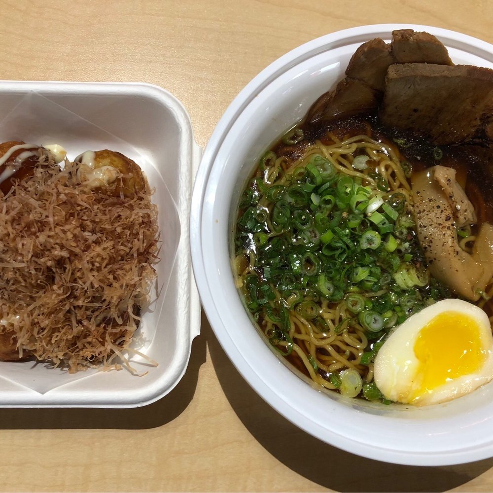 Torimaru Ramen - Shoyu ramen ($9.80) and takoyaki ($6.50) - Ramen Near Me - Vancouver, British Columbia