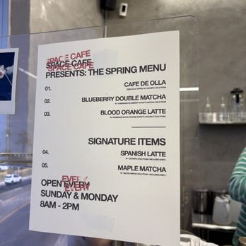 Space Cafe - Menu (August 2026) - Coffee & Tea Near Me - Riverside, California