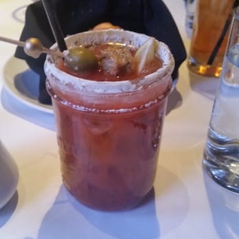Lavo - Spicy bloody mary with bleu cheese stuffed olive and Kobe beef meatball - Italian Near Me - Las Vegas, Nevada Lavo - Spicy bloody mary with bleu cheese stuffed olive and Kobe beef meatball - Italian Near Me - Las Vegas, Nevada