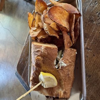 Fest Biergarten - White fish sandwich with house chips. - Beer Gardens Near Me - Midlothian, Virginia Fest Biergarten - White fish sandwich with house chips. - Beer Gardens Near Me - Midlothian, Virginia