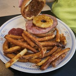 67 Grill - Hawaiian burger.