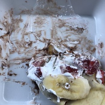 Yocrepe - a partially eaten banana and strawberries in a styrofoam container - Bubble Tea Near Me - Claremont, California Yocrepe - a partially eaten banana and strawberries in a styrofoam container - Bubble Tea Near Me - Claremont, California
