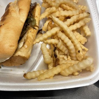American Deli - Philly cheese steak and nasty fries. Fries had a frozen uncooked taste. Not worth the time. - Cheesesteaks Near Me - Houston, Texas American Deli - Philly cheese steak and nasty fries. Fries had a frozen uncooked taste. Not worth the time. - Cheesesteaks Near Me - Houston, Texas