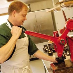 Hartley's Pork Pies of Somerset - The owner, Don, molding the crust for the pies.