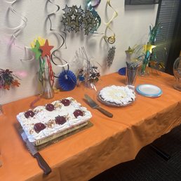Cake on the left