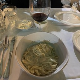 Cacio e Pepe pasta & a glass of red wine Cacio e Pepe pasta & a glass of red wine