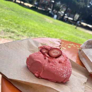 The Hidden Cafe - Strawberry vegan doughnut and an orchestra in the background. - Coffee & Tea Near Me - Berkeley, California The Hidden Cafe - Strawberry vegan doughnut and an orchestra in the background. - Coffee & Tea Near Me - Berkeley, California