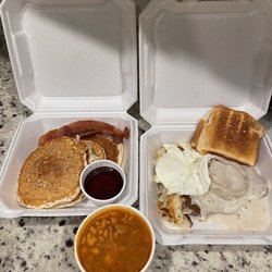 The Sandwich Company - Pancakes, Chicken Fried Steak and Eggs, Posole