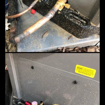 P.E.HVAC - Put safety caps on the condenser that was dropped and left half broken - Plumbing Near Me - Santa Fe Springs , California P.E.HVAC - Put safety caps on the condenser that was dropped and left half broken - Plumbing Near Me - Santa Fe Springs , California