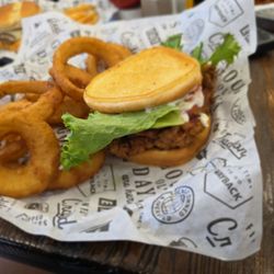Chicken blt with onion rings