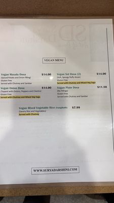 Menu photo 1 Surya Darshini Dosa Cafe Milpitas, CA