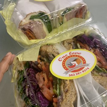2nd Healthy Eatery - Red Pepper hummus vegetarian and the Pat Rocky in the back. - Delis Near Me - Bellflower, California
