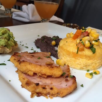 Abbeymoore Manor Bed & Breakfast - Second course: Canadian bacon served with a cheese-egg bake, black beans, salsa, and guacamole - Bed & Breakfast Near Me - Victoria, British Columbia Abbeymoore Manor Bed & Breakfast - Second course: Canadian bacon served with a cheese-egg bake, black beans, salsa, and guacamole - Bed & Breakfast Near Me - Victoria, British Columbia
