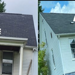 Premier Soft Wash of Ohio - Before and after photo of rental proplerty after soft wash service.