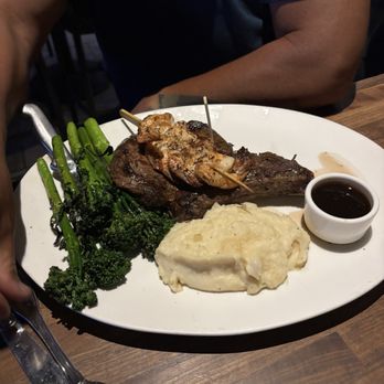 Yard House - 20oz Bone-in Ribeye with grilled shrimp skewer - New American Near Me - Brea, California
