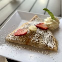 Coco Crepes, Waffles & Coffee - Rice Village - Strawberry banana Nutella crepe.