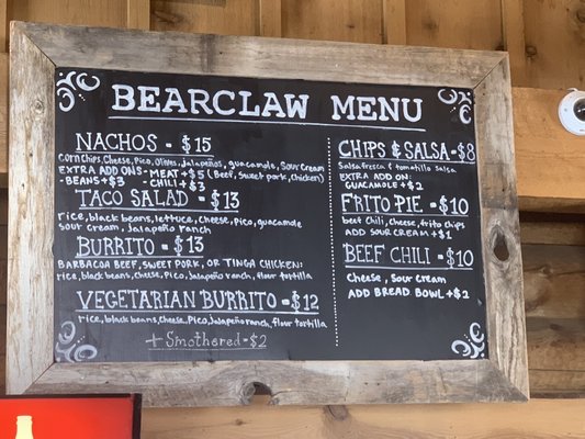 Menu photo 1 Bearclaw Sundance, UT Menu photo 1 Bearclaw Sundance, UT
