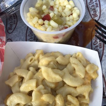 Moe's Original Bar B Que - Mac and cheese and skillet corn. Skillet corn, believe it or not, was very cajun flavored. - Barbeque Near Me - Tuscaloosa, Alabama