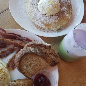 Eggspresso - Lemon Pancakes (the best), Lavender Matcha. Perfect combination. - Breakfast & Brunch Near Me - Fullerton, California Eggspresso - Lemon Pancakes (the best), Lavender Matcha. Perfect combination. - Breakfast & Brunch Near Me - Fullerton, California