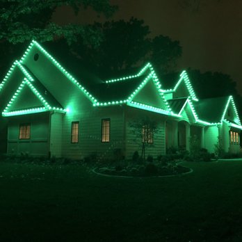 Holiday Light Guys - Roof line installation of LED C9 all green bulbs. Any color combination is possible, no addl charge - Holiday Decorating Services Near Me - Mission, Kansas Holiday Light Guys - Roof line installation of LED C9 all green bulbs. Any color combination is possible, no addl charge - Holiday Decorating Services Near Me - Mission, Kansas