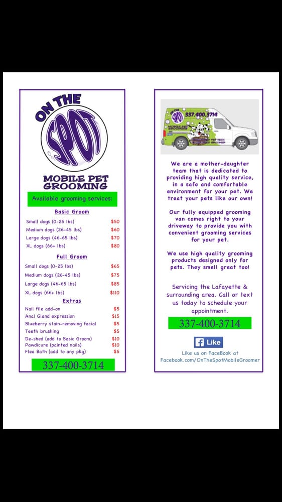 ON THE SPOT MOBILE PET GROOMING Updated August 2024 Lafayette