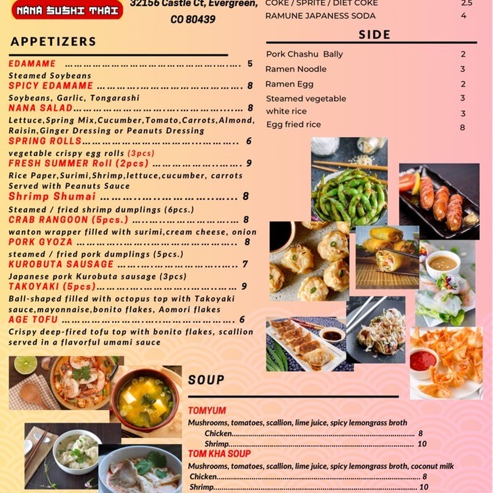 Nana Sushi Thai - Menu - Sushi Bars Near Me - Evergreen, Colorado