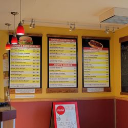 Jimmy'z Hamburger - Menu on the wall as you stand in line to order.