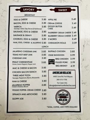 Menu photo 1 American Kolache Fort Wayne, IN