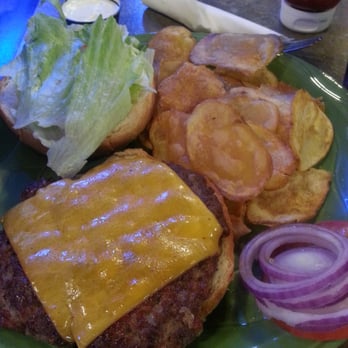 Legends - 60/40 beef/bacon burger with house chips $10.50 - Sports Bars Near Me - Concord, California